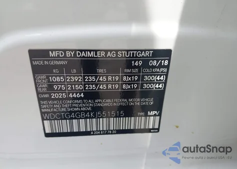 2019 Mercedes-Benz Gla 250 4Matic z USA, uszkodzony, nr VIN WDCTG4GB4KJ551515